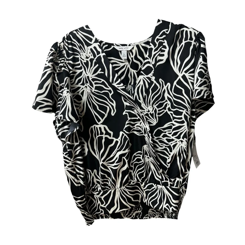 women's tops with cinched waistsTop Short Sleeve By Nine West Apparel In Black & White, Size: Xl