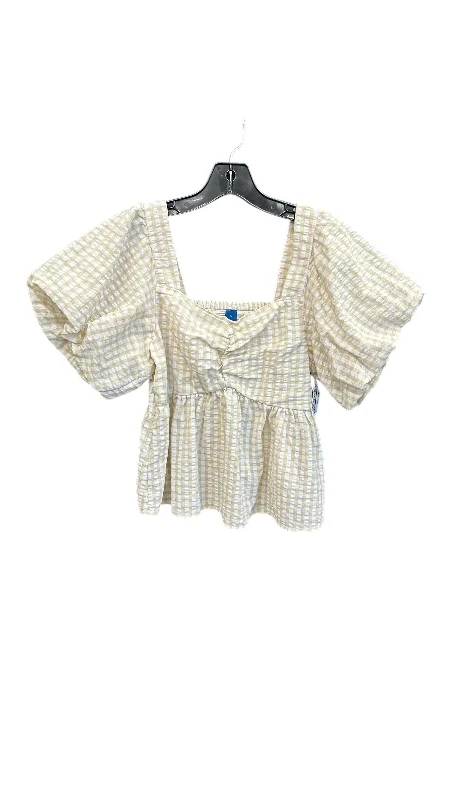 women's tops with asymmetrical designsTop Short Sleeve By Old Navy In Checkered Pattern, Size: S