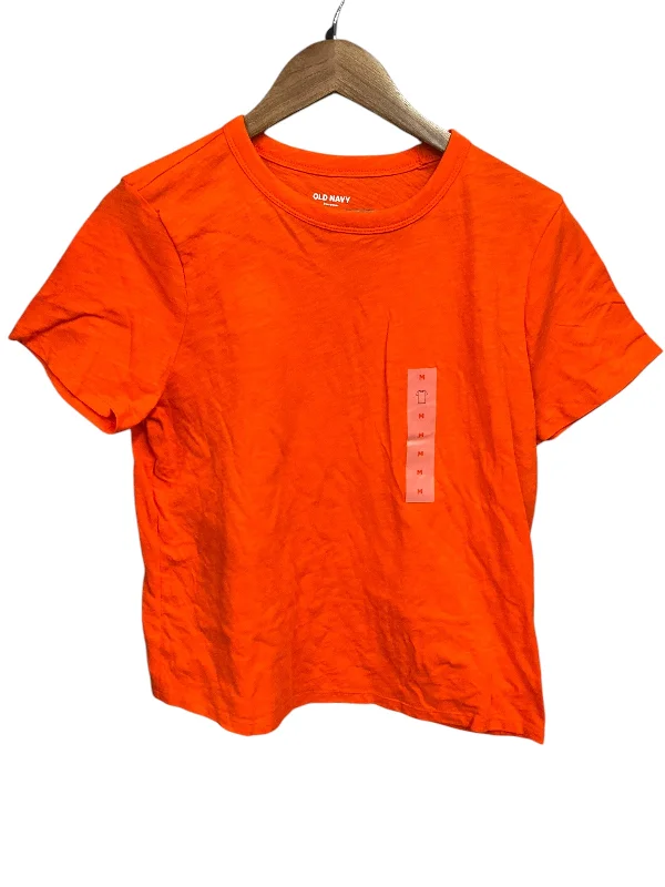 women's tops with asymmetrical designsTop Short Sleeve By Old Navy In Orange, Size: M