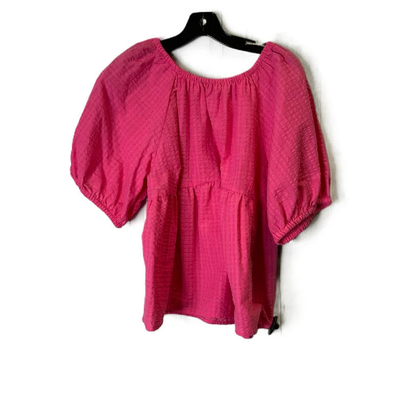 women's tops with embroidery detailsTop Short Sleeve By Old Navy In Pink, Size: L