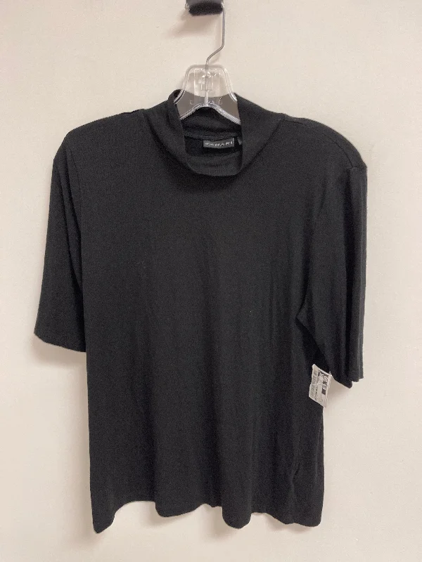 women's tops with cinched waistsTop Short Sleeve By Tahari By Arthur Levine In Black, Size: Xl