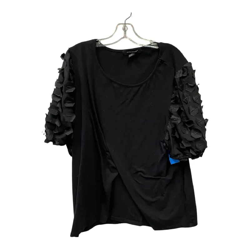 women's tops made from cottonTop Ss By Ashley Stewart In Black, Size:3X