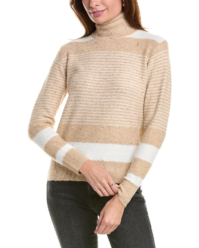 Fair Isle SweatersYAL New York Stripe Turtleneck Sweater